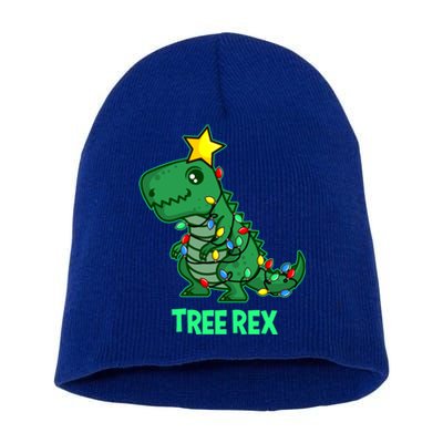 Ugly Christmas T Rex Christmas Tree Rex Gift Short Acrylic Beanie