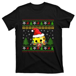 Ugly Christmas Tree Lights Sport Lovers Santa Pickleball Gift T-Shirt