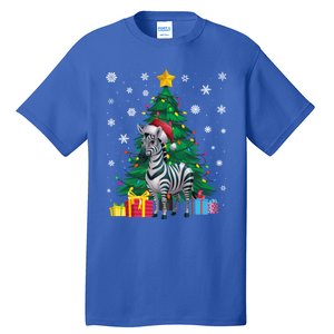 Ugly Christmas Tree Lights Zebra Santa Hat Xmas Gift Tall T-Shirt