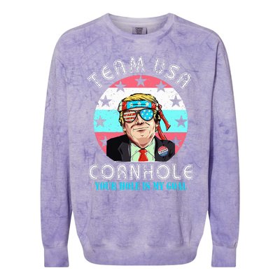 Usa Cornhole Team Cornhole Funny Cornhole Colorblast Crewneck Sweatshirt