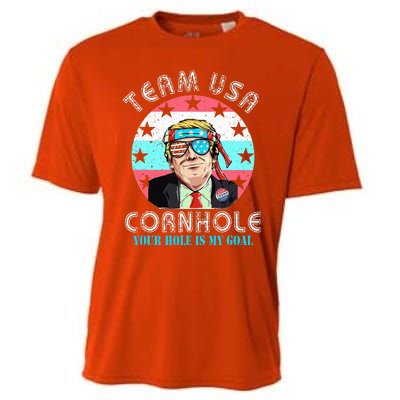 Usa Cornhole Team Cornhole Funny Cornhole Cooling Performance Crew T-Shirt