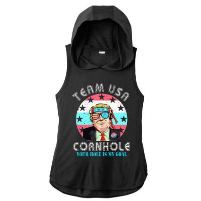 Usa Cornhole Team Cornhole Funny Cornhole Ladies PosiCharge Tri-Blend Wicking Draft Hoodie Tank