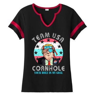 Usa Cornhole Team Cornhole Funny Cornhole Ladies Halftime Notch Neck Tee