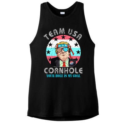 Usa Cornhole Team Cornhole Funny Cornhole Ladies PosiCharge Tri-Blend Wicking Tank