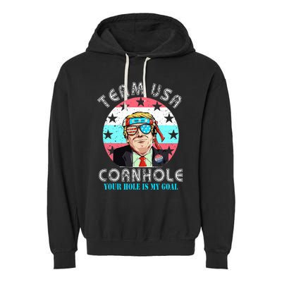 Usa Cornhole Team Cornhole Funny Cornhole Garment-Dyed Fleece Hoodie