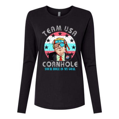 Usa Cornhole Team Cornhole Funny Cornhole Womens Cotton Relaxed Long Sleeve T-Shirt