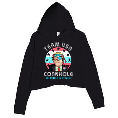 Usa Cornhole Team Cornhole Funny Cornhole Crop Fleece Hoodie