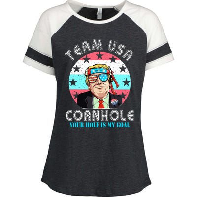 Usa Cornhole Team Cornhole Funny Cornhole Enza Ladies Jersey Colorblock Tee