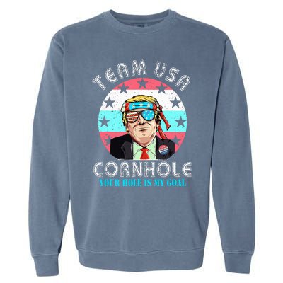 Usa Cornhole Team Cornhole Funny Cornhole Garment-Dyed Sweatshirt