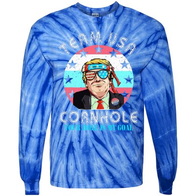 Usa Cornhole Team Cornhole Funny Cornhole Tie-Dye Long Sleeve Shirt