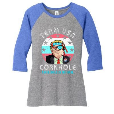 Usa Cornhole Team Cornhole Funny Cornhole Women's Tri-Blend 3/4-Sleeve Raglan Shirt