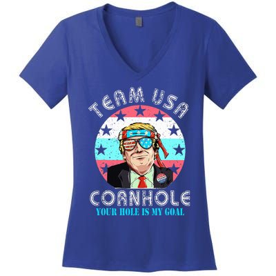 Usa Cornhole Team Cornhole Funny Cornhole Women's V-Neck T-Shirt