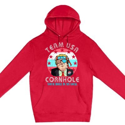 Usa Cornhole Team Cornhole Funny Cornhole Premium Pullover Hoodie