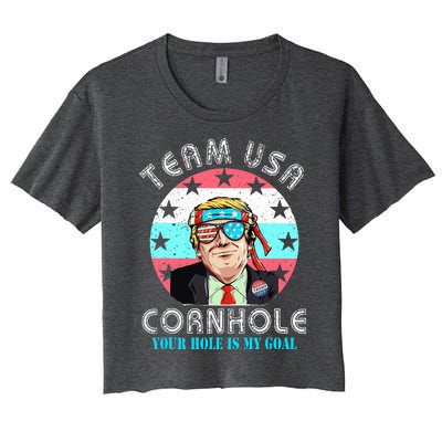 Usa Cornhole Team Cornhole Funny Cornhole Women's Crop Top Tee