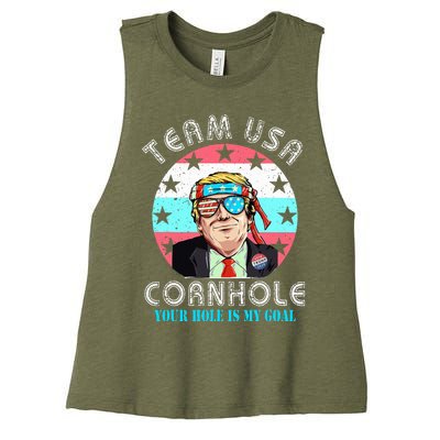 Usa Cornhole Team Cornhole Funny Cornhole Women's Racerback Cropped Tank