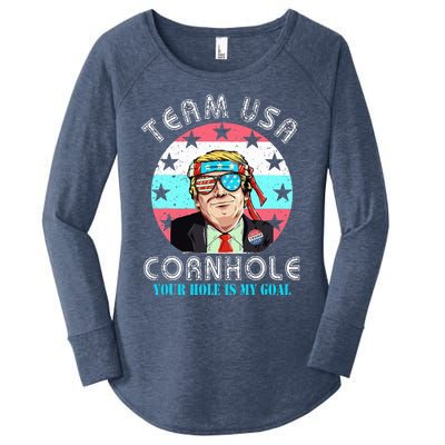 Usa Cornhole Team Cornhole Funny Cornhole Women's Perfect Tri Tunic Long Sleeve Shirt