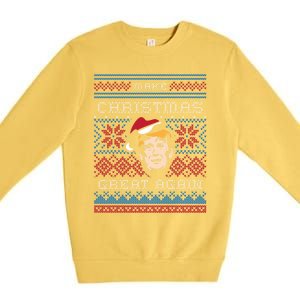 Ugly Christmas Trump Make Christmas Great Again Cool Gift Premium Crewneck Sweatshirt