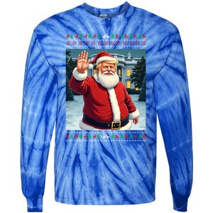 Ugly Christmas Trump Santa Funny Christmas Gift Tie-Dye Long Sleeve Shirt