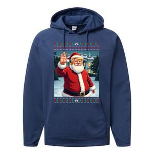 Ugly Christmas Trump Santa Funny Christmas Gift Performance Fleece Hoodie