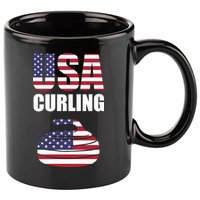 USA Curling Team Flag Sport 11oz C Handle Ceramic Mug