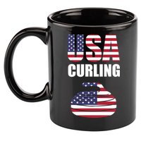 USA Curling Team Flag Sport 11oz C Handle Ceramic Mug