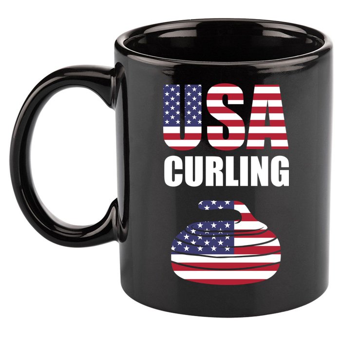 USA Curling Team Flag Sport 11oz C Handle Ceramic Mug