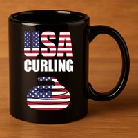 USA Curling Team Flag Sport 11oz C Handle Ceramic Mug