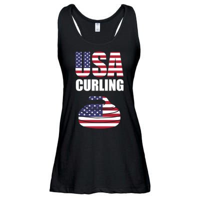 USA Curling Team Flag Sport Ladies Essential Flowy Tank