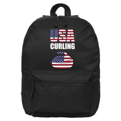 USA Curling Team Flag Sport 16 in Basic Backpack
