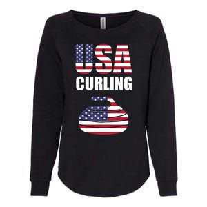 USA Curling Team Flag Sport Womens California Wash Sweatshirt