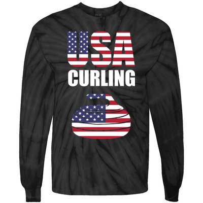 USA Curling Team Flag Sport Tie-Dye Long Sleeve Shirt