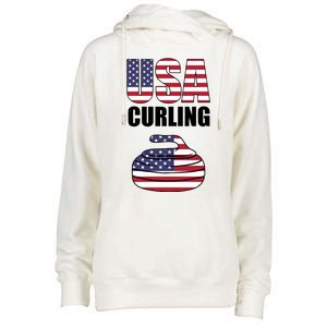 USA Curling Team Flag Sport Womens Funnel Neck Pullover Hood