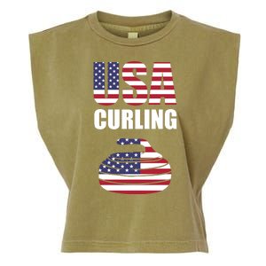 USA Curling Team Flag Sport Garment-Dyed Women's Muscle Tee