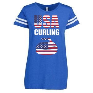 USA Curling Team Flag Sport Enza Ladies Jersey Football T-Shirt