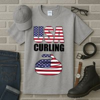 USA Curling Team Flag Sport Tall T-Shirt