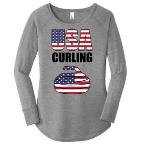 USA Curling Team Flag Sport Women's Perfect Tri Tunic Long Sleeve Shirt