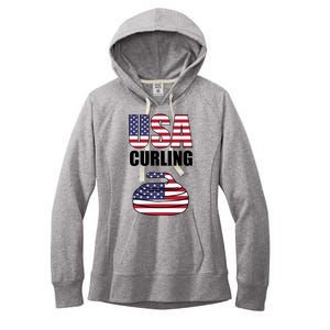 USA Curling Team Flag Sport Women's Fleece Hoodie