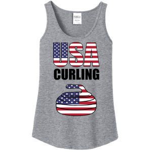 USA Curling Team Flag Sport Ladies Essential Tank