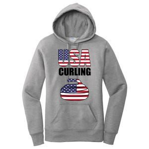 USA Curling Team Flag Sport Women's Pullover Hoodie