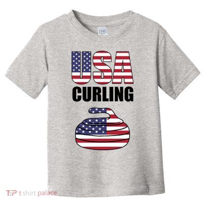 USA Curling Team Flag Sport Toddler T-Shirt