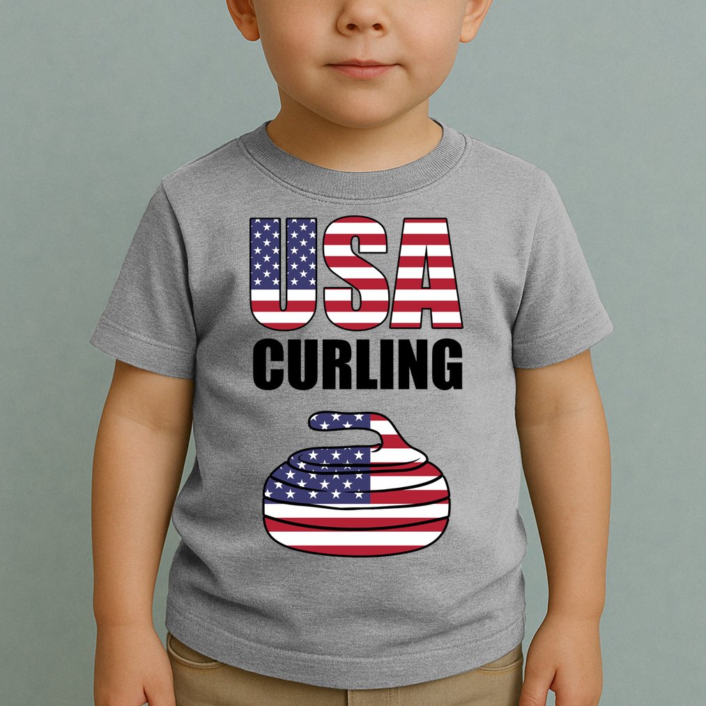USA Curling Team Flag Sport Toddler T-Shirt