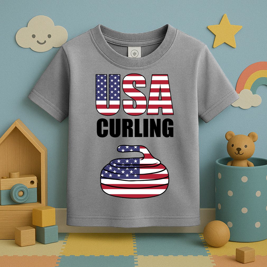 USA Curling Team Flag Sport Toddler T-Shirt