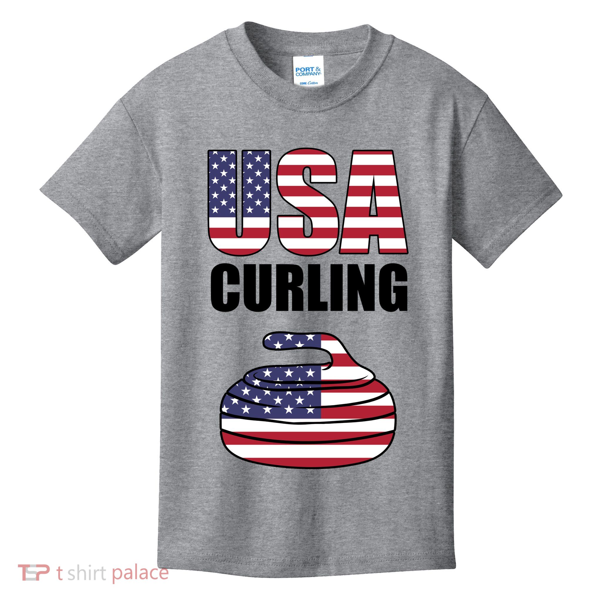 USA Curling Team Flag Sport Kids T-Shirt