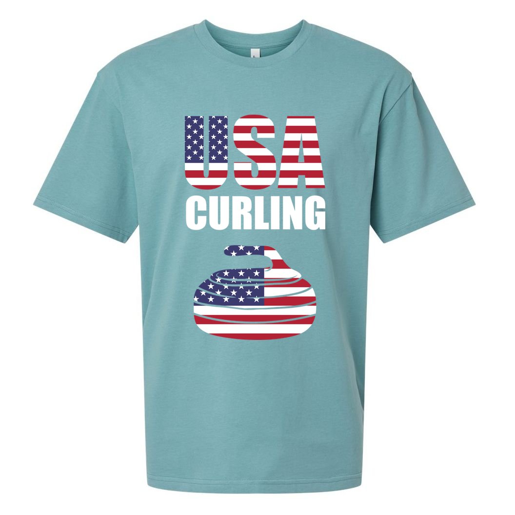 USA Curling Team Flag Sport Sueded Cloud Jersey T-Shirt