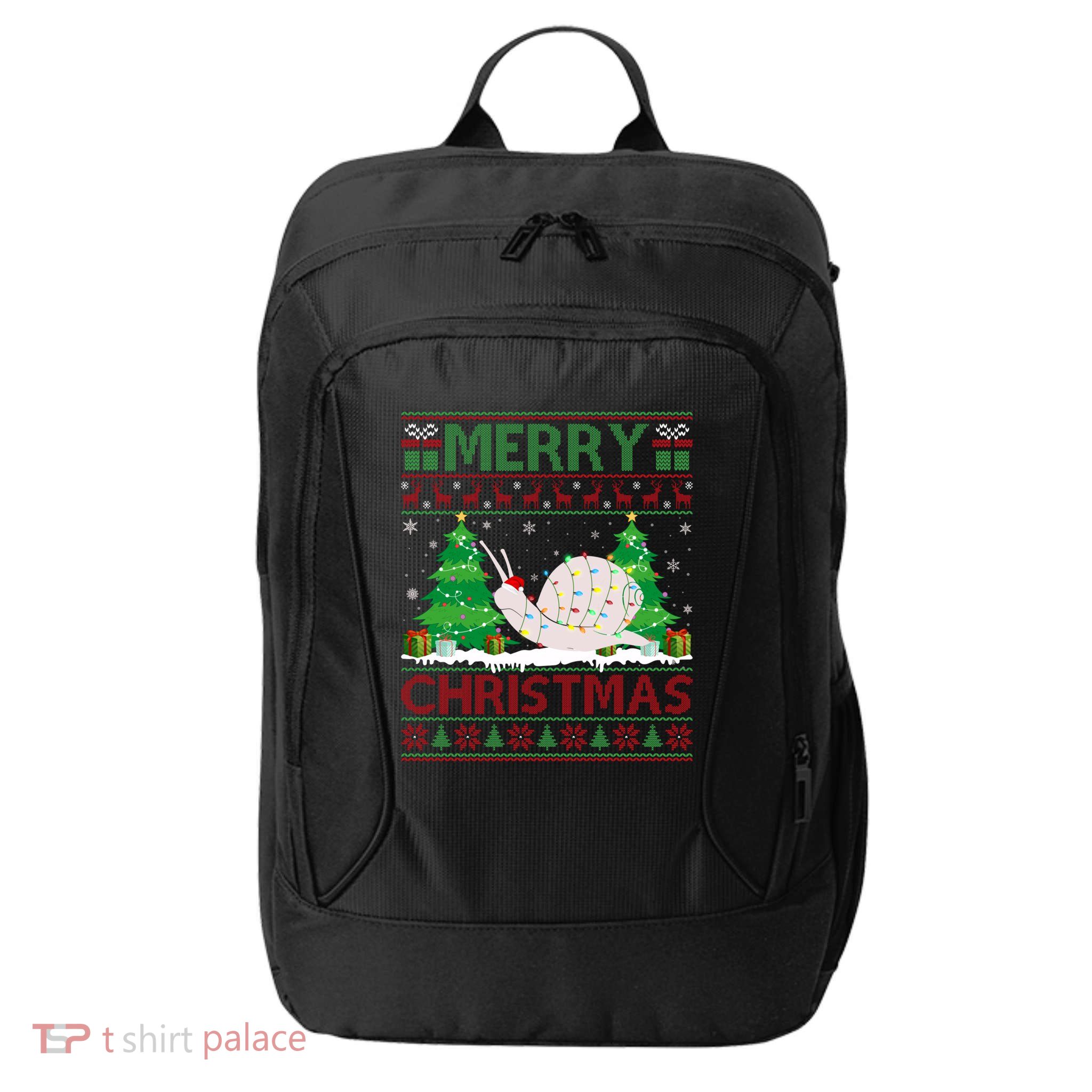 Ugly Christmas Tree Lighting Snail Ugly Xmas Gift City Backpack