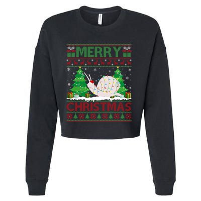 Ugly Christmas Tree Lighting Snail Ugly Xmas Gift Cropped Pullover Crew