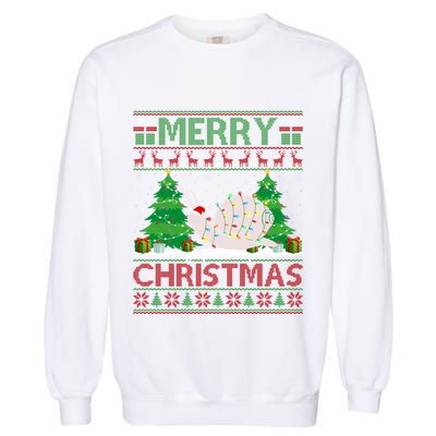 Ugly Christmas Tree Lighting Snail Ugly Xmas Gift Garment-Dyed Sweatshirt
