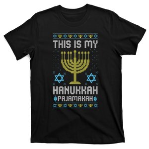 Ugly Chanukah This Is My Chanukkah Pajama Menorah T-Shirt