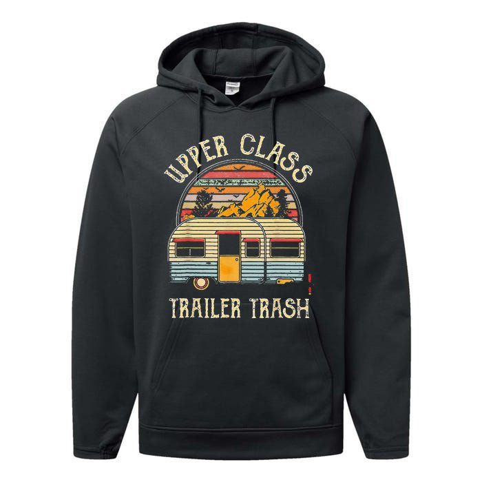 Upper Class Trailer Trash Retro Vintage Sunset Performance Fleece Hoodie