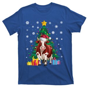 Ugly Christmas Tree Lights Cow Santa Hat Xmas Funny Gift T-Shirt